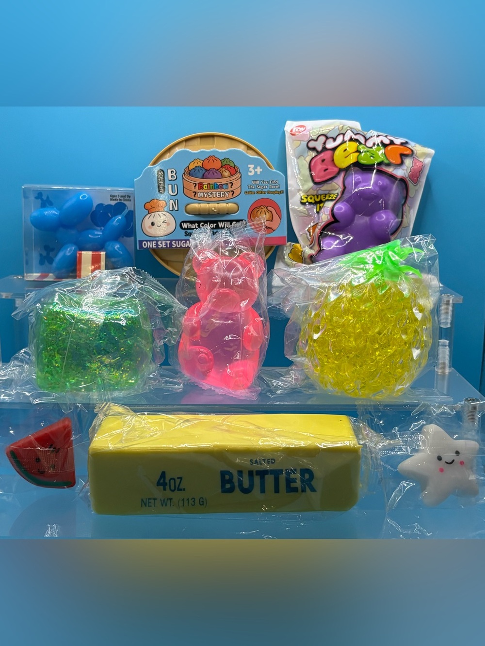 Squishy Sensory Stress Relief Toys Bundle Sugar Glitter Orbies NOT NEEDOH-New